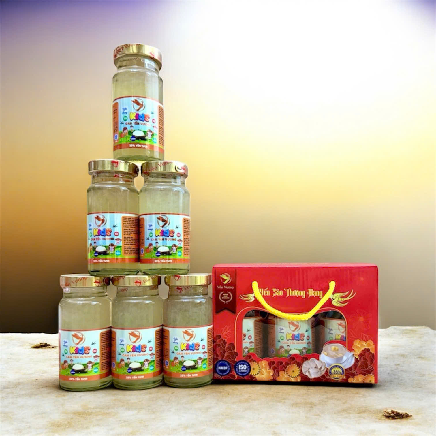 Lốc 6 hũ yến Vương 140ml Kids Cam